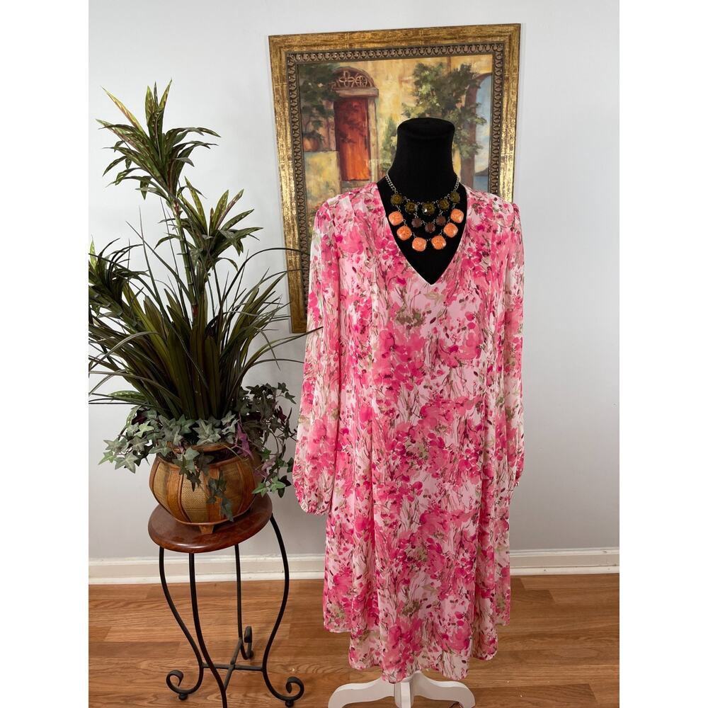 I.N.C. International Shift Dress Womens Medium Pink Floral Cottagecore Whimsical